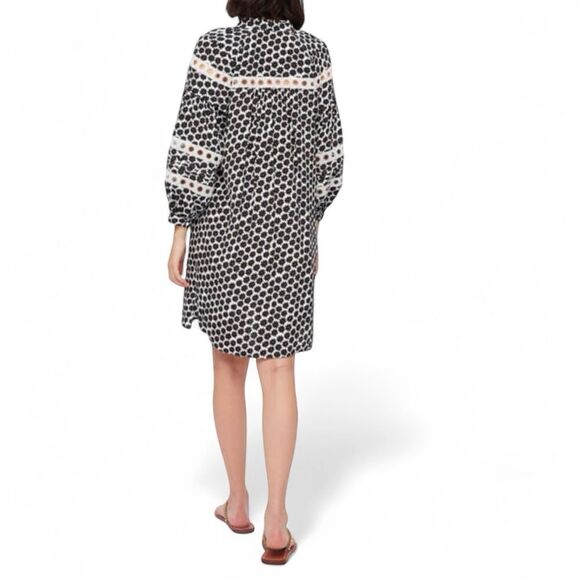 Diane Von Furstenberg Jessica Floral Crepe Dress  Small Puff Sleeve V-Neck Daisy - Picture 3 of 14